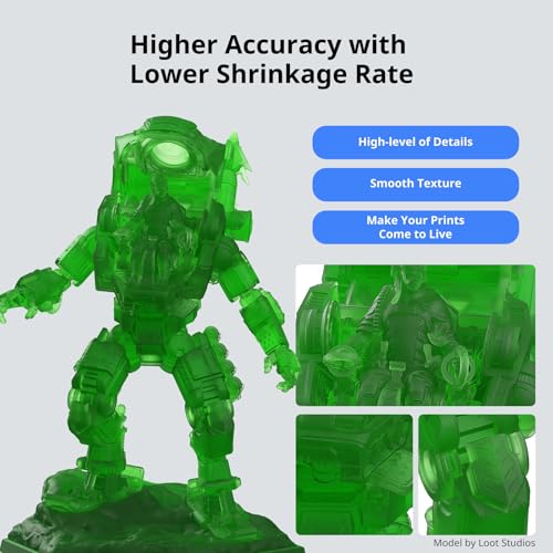 Image of ANYCUBIC ABS-Like Resin 3.0, Upgraded 14K 3D Printer Resin with Enhanced Strength and Toughness, High Precision, Low Odor, Wide Compatibility for All LCD Resin 3D Printers (Clear Green, 1kg)