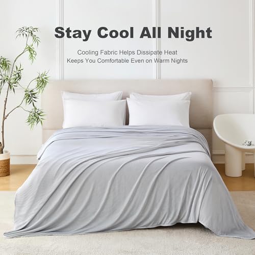 Image of COOVA Cooling Blanket for Hot Sleepers,Lightweight Summer Cold Thin Blanket for Night Sweats and Hot Flashes,Breathable Soft Blanket for Bed Couch Sofa,(Grey,60x80 inches)