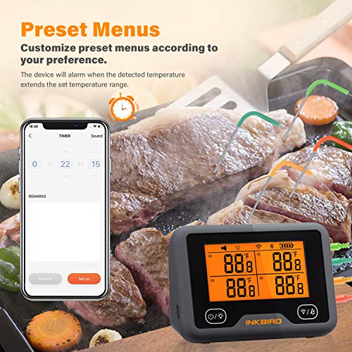 Inkbird IBBQ-4BW Thermomètre Wifi Bluetooth pour Barbecue avec 4 Température Sonde Cuisine,Thermomètre de Cuisson Rechargeable Magnétique,Double Signal et Alarme Thermometre Viande - Image 7