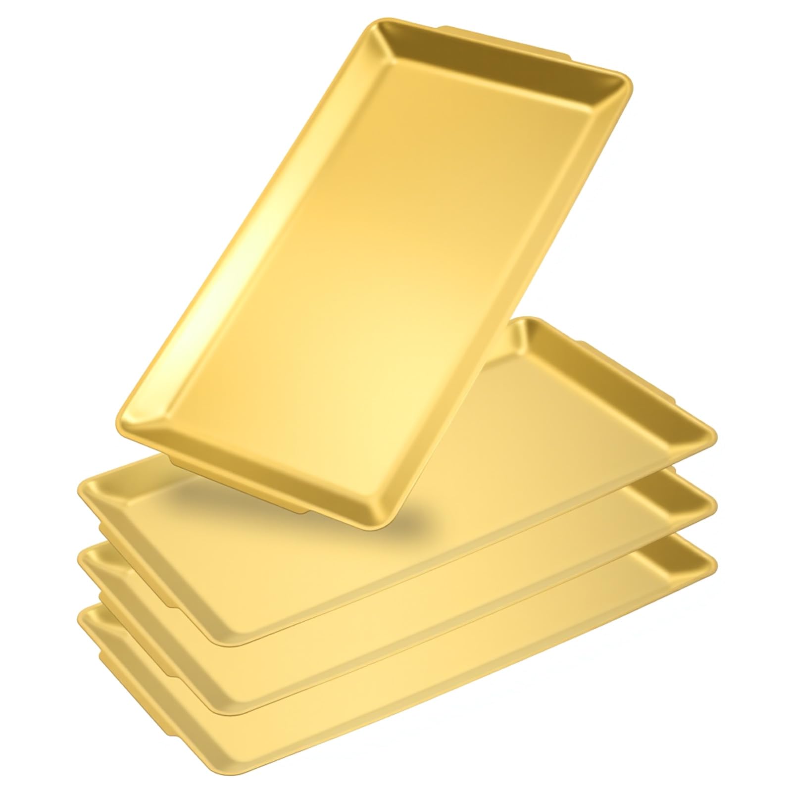Photo 1 of **MISSING 2**
AojSup 4-Piece Gold Serving Trays Set: Luxurious Gold Trays for Decor & Food Display, 14.21" x 7.95" Brushed Stainless Steel Platters for Parties & Dining