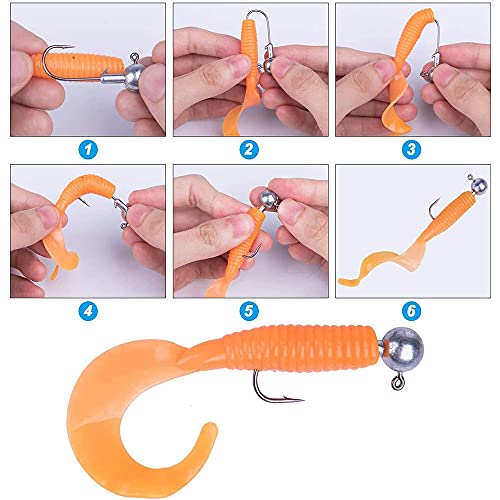 45 Stück Angelhaken, Angelhaken aus Edelstahl, Fishing Jigkopf, Runder Haken Angelhakenset mit Kunststoffbox, zum Angeln… – Bild 6