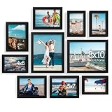 decorUhome Picture Frames Collage Wall Decor for Photo Gallery Display, Assorted Picture Frames set of 10 Including Two 8x10 / Four 5x7 / Four 4x6 for Family Wall Decor, Black, 10 Pack