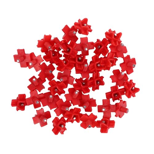 Wakects 40PCS Bebedero Automático para Pezones para Aves de Corral de Plástico y Acero con Broca de Riego Rojo para Alimentadores de Cubos Gallinero Aves de Corral