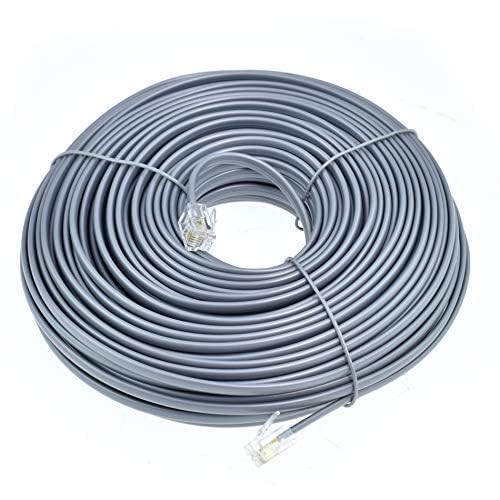 (30m, grey) RJ11 6P4C Modular Telephone Extension Cable Phone Cord