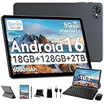 Tablet 2026 Android 16 Tablets, 10.1 Inch Tablet with HD Display, 18GB RAM 128GB ROM /2TB TF, Gemini AI 2.0, Daul Speaker and Cameras, 6000mAh, Widevine L1, 2 in 1 Tablets with Keyboard Mouse Stylus