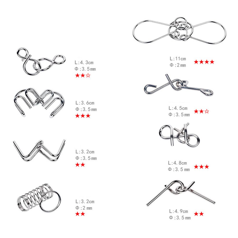 SOLUSTRE Juego de Rompecabezas de 16 Piezas para Niños Y Adultos, con Anillo de Alambre de Metal, Colores Surtidos.
