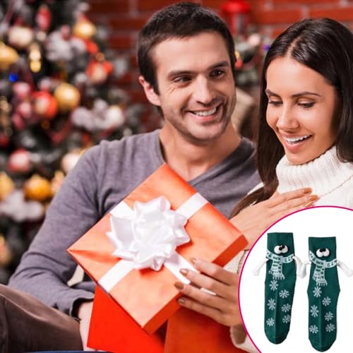 Paar sokken | 1 paar kerstpaarsokken - Magnetische nieuwigheidssokken, warme wintersokken, kerstcadeaus voor dames en heren - Afbeelding 4