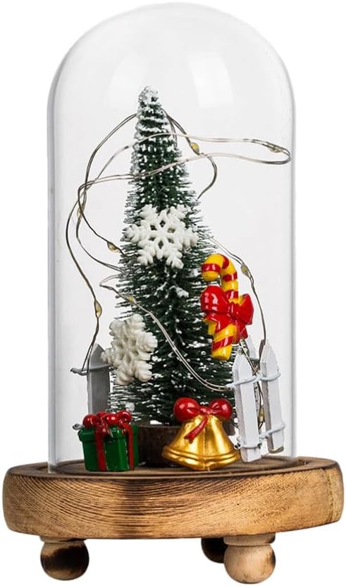 Happyyami 2pcs Christmas Tree Globe Lantern Fairy Lights Glass Dome with Christmas Tree Christmas Decortive Night Lights Christmas Tree Lights Xmas Night Lights Led Office Bell Shaped