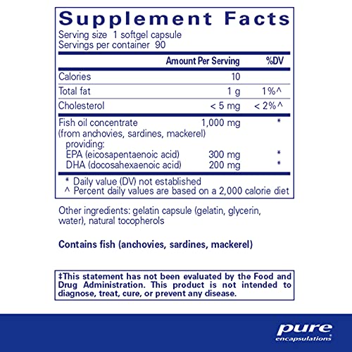 Pure Encapsulations EPA/DHA Essentials - Fish Oil Concentrate Supplement to Support Cardiovascular Health - Premium EPA & DHA Supplement with Omega 3-90 Softgel Capsules - Image 3