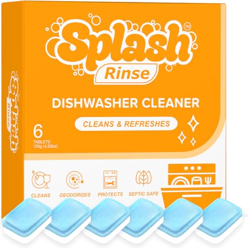 Generic Splash Rinse Dishwasher Cleaner Tablets - Deep Cleaning For All Dishwasher Machine Models, 1 Count (Pack of 6)