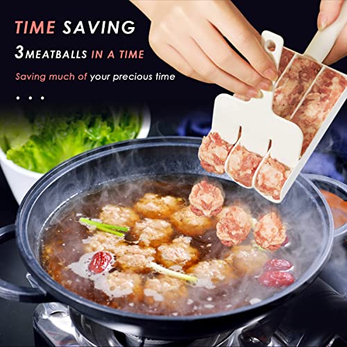 Creative Kitchen Triple Meatball Maker, Meatball Scoop Ball Maker, Meat Baller Spoon With Cutting Spade, Multifunction Cake Ball Maker Ice Cream Scoop Diy Maker (1Pc) #TOP1