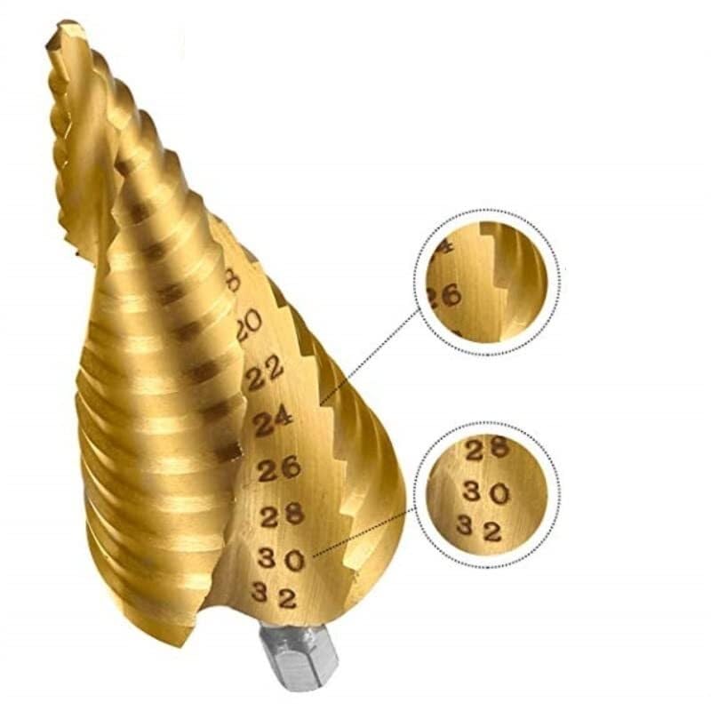 Wiertła do metalu, wiertła stopniowe z rowkiem spiralnym, 3 szt. 4-12 MM 4-20 MM 4-32 MM Zestaw wierteł stopniowych z łbem sześciokątnym, HSS Metal pokryty tytanem Frezy do otworów w drewnie Elektrona