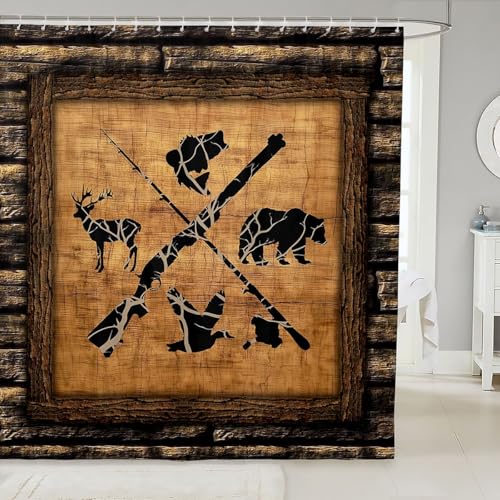 Rideaux de douche canard poisson ours cerf rustique pour salle de bain ferme
