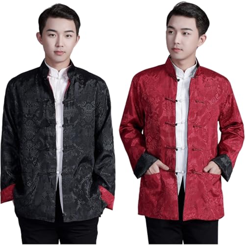 Tang Suit Men Can be Worn on Both Sides,Hanfu Chinese Traditional Clothes Long Sleeve Top2