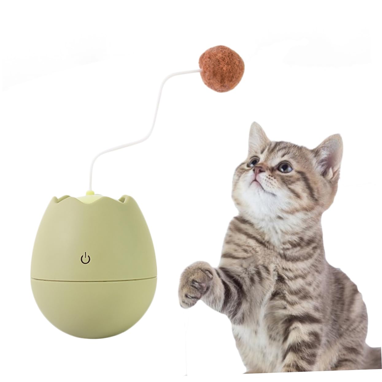 Abaodam Jouet Interactif pour Chat Design Coquille Œuf Électrique Rotatif Stimule Instinct De Chasse Jouet Créatif pour Chaton