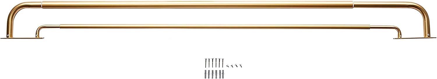 Meriville Double Wrap Around Blackout Curtain Rod Set - 1-inch Diameter Front Rod and 5/8-inch Diameter Back Rod, 28-48 Inch Adjustable, Royal Gold Finish 28" - 48" Royal Gold