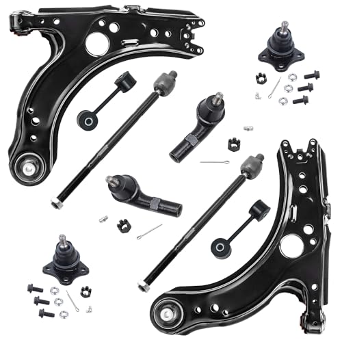 Image of Detroit Axle - Front End 10pc Suspension Kit for 01-10 Volkswagen Beetle 01-05 Jetta 03-05 Golf, 2 Lower Control Arms, 2 Lower Ball Joints, 4 Inner & Outer Tie Rods, 2 Sway Bar Links Replacement