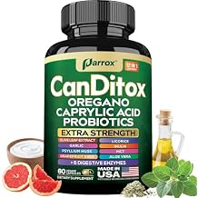CanDitox Capsules, Oregano, Caprylic Acid, Garlic, Olive Leaf, Psyllium Husk, Licorice, Probiotics, Inulin, Aloe Vera, MCT Oil, Grapefruit Seed, Digestive Enzymes, Bromelain, Lipase 60 Capsules