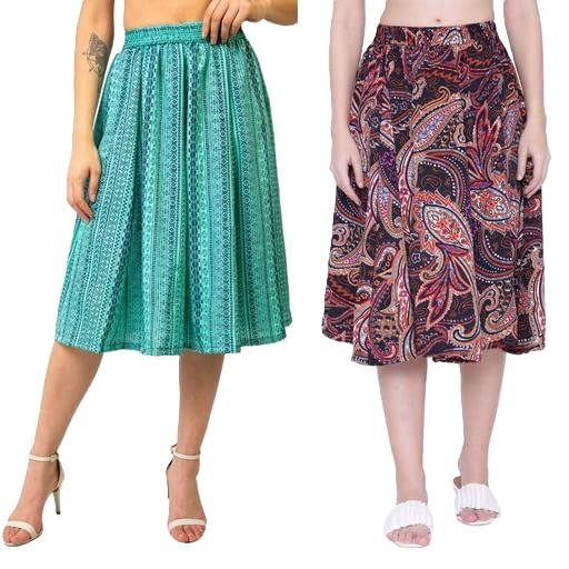 Mannatdiva Elegant Women Printed Skirt Knee-Length Comfortable and Perfect for Daily Use and Events Multi 26-picture-15