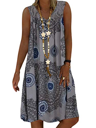Unbekannt Mädchen-Kleid, Sommerkleid, Lange Sommerkleid, Damen-Kleid, kurzes Strandkleid, ärmellos, Sommerkleid, Sommerkleid, langes Kleid, Mehrfarbig XX-Large