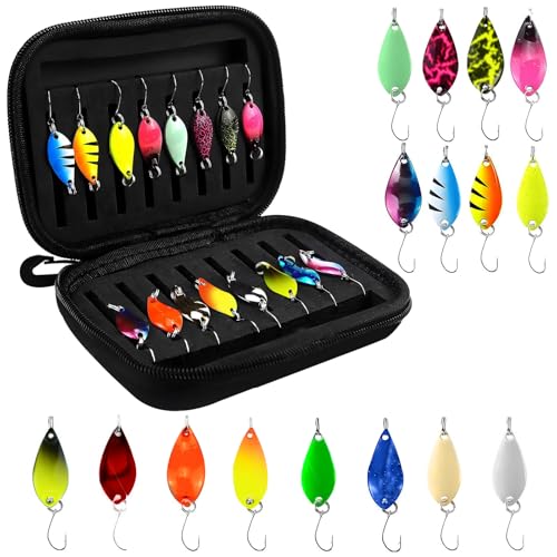 Zyluniy 16 pezzi Esche Da Pesca, Cucchiaini da Pesca Esche, perfetti per la pesca alla trota, Cucchiaino Esca da Pesca, Accessori per la pesca al cucchiaio per trota, pesce persico e luccio