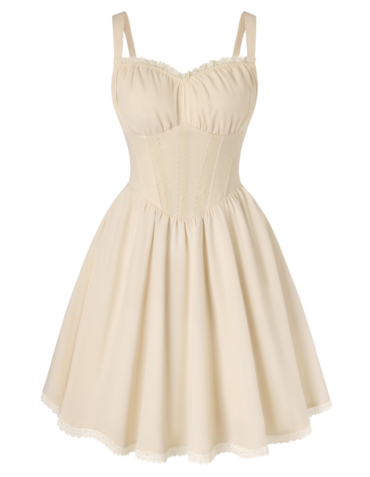 SCARLET DARKNESS Sommerkleid Damen Spaghettiträger Hochzeitsgast Kleid | Sexy Tunika Kleid Damen Elegant Kleid Verstellbare Schulterträger Eckiger V-Ausschnitt Spitze Verziert