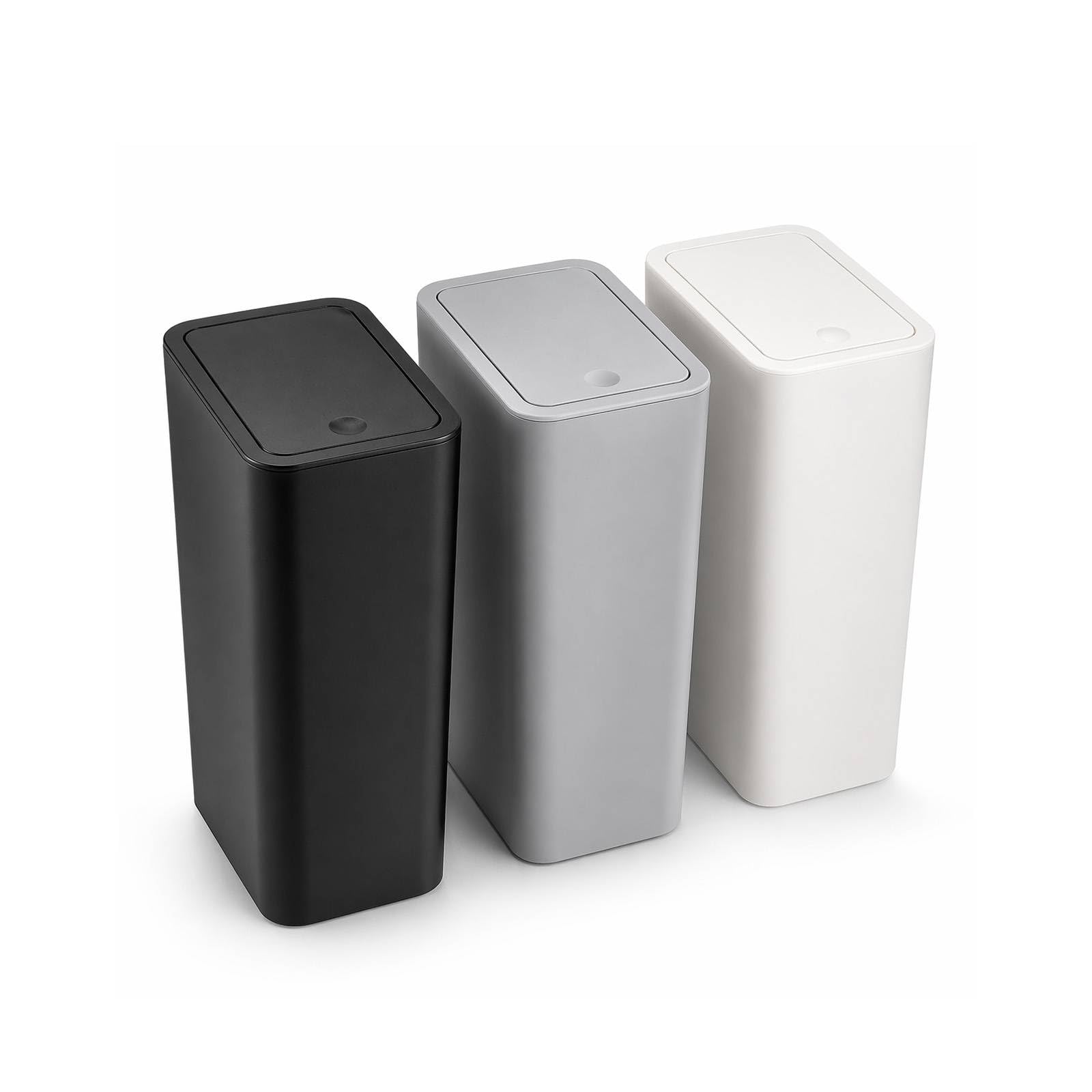 GREENSAPPIRE 3 Pack Slim Bathroom Bin with Lid, 10L Small Trash Cans for Bathroom, Kitchen, Bedroom & Office, Space-Saving Toilet Bin, Narrow Waste Basket Fits Under Sink, Desk or Cabinet