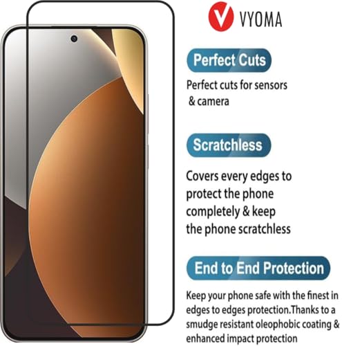 Image of VYOMA Military-Grade Gorilla Tempered Glass for Redmi Note 15 Pro (Black) | Edge to Edge Full Screen Coverage | Scratch Resistant | With Easy Installation Kit | Screen Protector for Smartphone | Bubble-Free | Ultra Clear HD Glass | Oleophobic Coating | High Clarity | 9H Hardness | Scratch Resistant | ShatterProof | ScreenGuard | Pack of 1