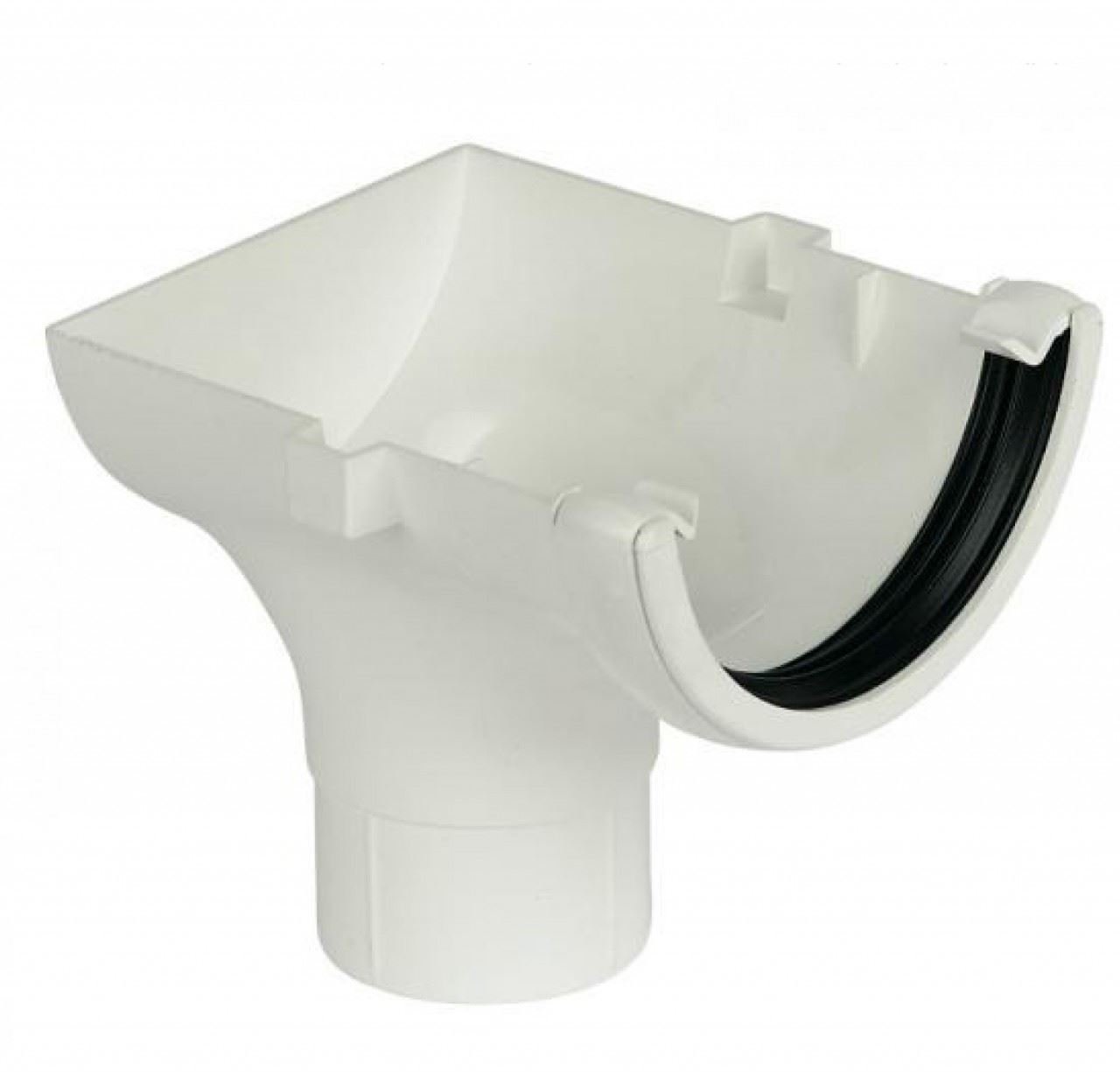 Floplast White Half Round Gutter Stop End Outlet 112Mm