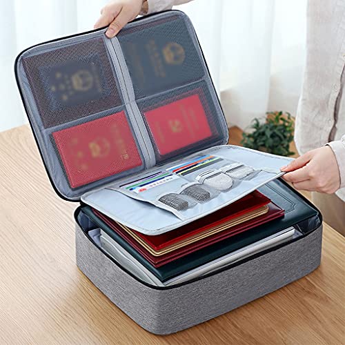 Bolsa organizadora de documentos, bolsa de almacenamiento de archivos impermeable con cerradura, portátil segura para viajes, 14.5 x 10.6 x 4 pulgadas