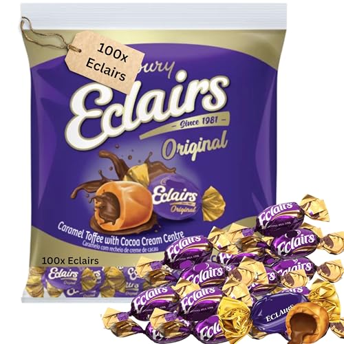 100x Cadburys Chocolate Eclairs Bag 460g Caramels with Milk Chocolate Centres Delicious Chewy Treats bulk chocolate toffee sweets