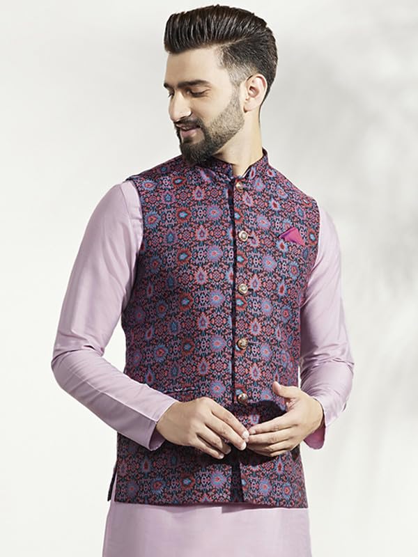 Image of KISAH Men's Jacket - Textured Silk Blend - Indian Wedding Outfit for Men - Ideal for Weddings and Festivals