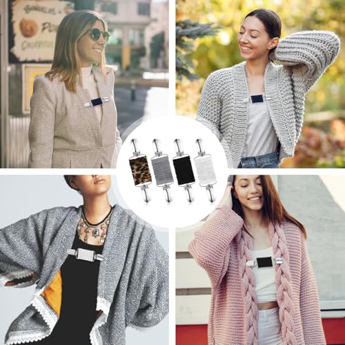 Image of JJUNW 4Pcs Dress Clips Back Cinch, Waist Cincher Clip Sweater Clips, Cinch Clip Fit Dress Cincher Clips Retro Cardigan Collar Clip Brooch Clip for Women pant clips for waist tightener