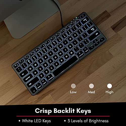 Macally Backlit Compact Keyboard and a Wired Computer Mouse, Sleek and Clean