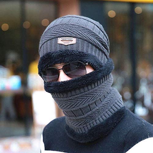 TruFlair Winter Knit Beanie Cap Hat Neck Warmer Scarf and Woolen Gloves Set Skull Cap for Men Women/Winter Cap for Men Grey Color(3 Piece)(Tru-Cap-030) 1