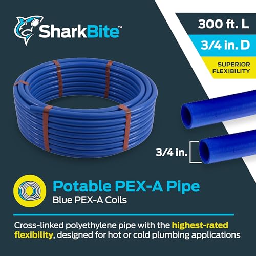 Image of SharkBite 3 /4 Inch x 300 Feet Blue PEX-A, Made in the USA, Flexible Water Pipe Tubing for Plumbing, UA70B300