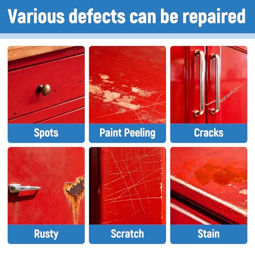 Image of Red Touch Up Paint High-Gloss Apple Red Multi Surface Acrylic Touch Up Paint Pen Scratch Repair for Metal,Wall,Cabinets,Appliances,Wood,Door,Furniture,Enamel 1.5 Fl Oz