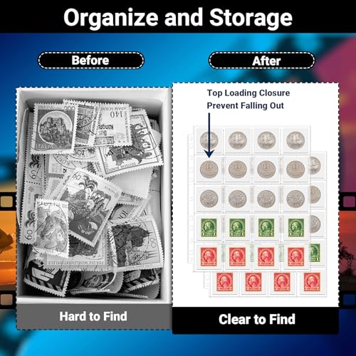 Image of 30 Pack Protective Photo Slide Pages, 35mm Slide Storage Pages, 600 Pockets 2x2 Top Loading Coin Sleeves, Cardboard Coin Holder Sleeves, Stamp Collecting Supplies for 3 Ring Binder