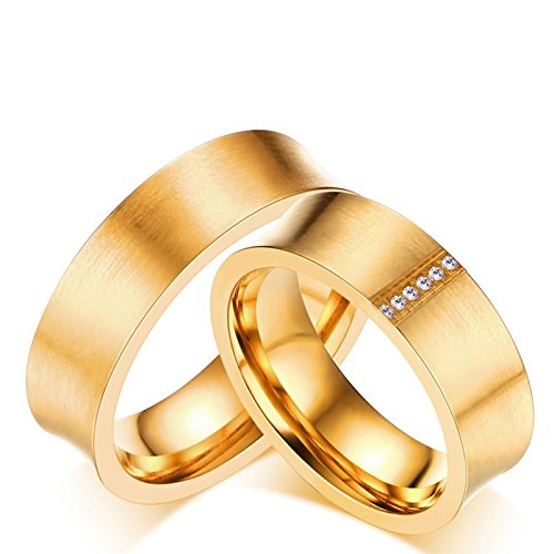 Bague Couple anti-rayure en acier inoxydable et alliance homme femme plaqué or durable