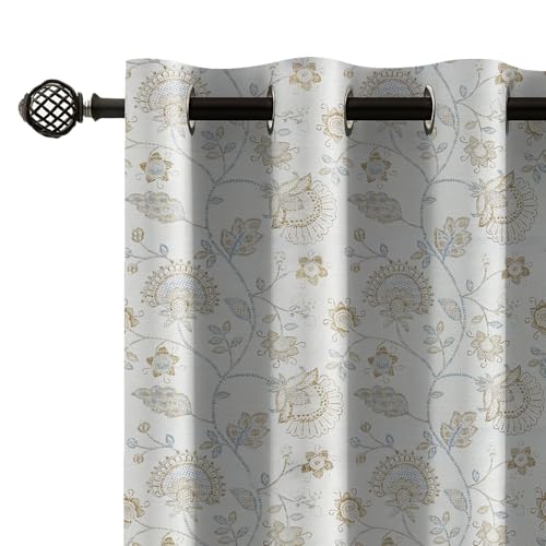 Image of LINENWALAS Printed Blackout Curtains for 6 Feet Window | Set of 2 | Printed Drapes | Thermal Insulated, Room Darkening Panels with Grommet Hanging for Living Room (Camel Brown Garden)