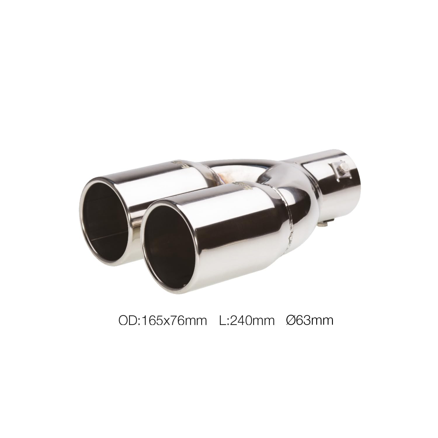 Simoni Racing Cola de Tubo de Escape Deportiva Doble Redonda Acero Inoxidable - Ø76xL230mm - Montaje ->61mm