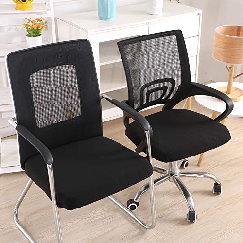 Black Removable Washable Smiry Stretch Jacquard Office Chair Seat Covers