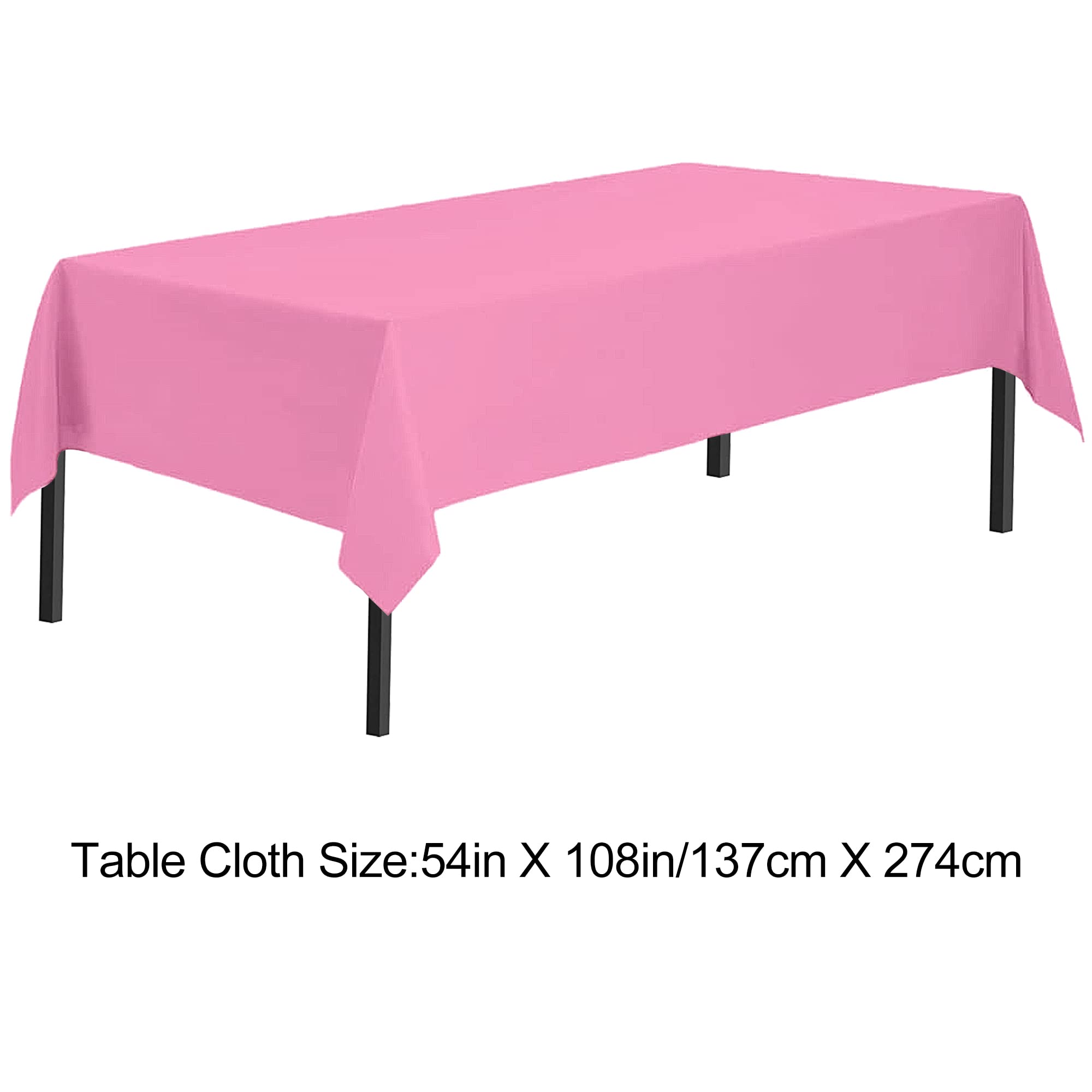 Time to Sparkle 10 Pack Plastic Tablecloths 54" x 108" Plastic Dining Table Cloth Premium Rectangle Table Cover for Parties Wedding Banquet etc Indoor Or Outdoor(Pink) - Image 4