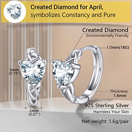925 Sterling Silver Hoop Earrings April Birthstone Cubic Zirconia Earrings Celtic Jewelry For Women #TOP3