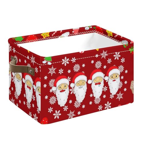 Christmas Storage Basket Santa Claus Gift Baskets with Handles Foldable Decorative Canvas Storage Bin for Living Room Shelves Office Clothes 14x10x8 In