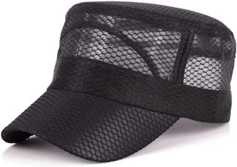 HBJWOV Middle-Aged and Old Men's Hats Spring and Outdoor Sunshade Sunscreen Hats Breathable Flat top(D)