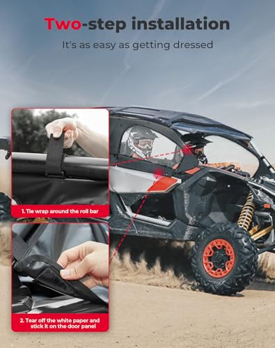 KEMIMOTO X3 Soft Upper Door Set Kit, UTV Soft Cab Doors top Enclosure, Soft Top Door Skin Compatible with 2017-2024 Can Am Maverick X3 Max 4-Seater Models, Work with Roof and Partial Windshields