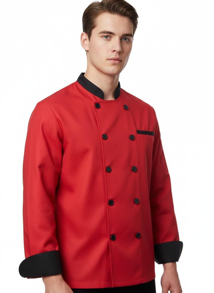 Men's Red Chef Coat (XL)-image-11