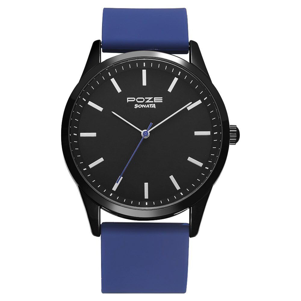 Sonata Poze Quartz Analog Black Dial Silicone Strap Watch for Men-SP70019NP02W (B0CW9V56DB) Amazon Price History, Amazon Price Tracker