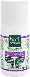 Desodorante Roll-On sem Alumínio, Natural, Vegetal e Vegano, Coco e Magnésio, com Perfume Suave de Lavanda, Boni Natural, 55ml